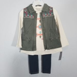 Lucky Brand 3 Piece Sweater Set Denim Aztec A3